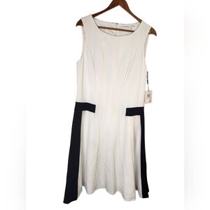 Calvin Klein NWT Colorblock Sheath Dress White/Black Size 10 Asymmetrical